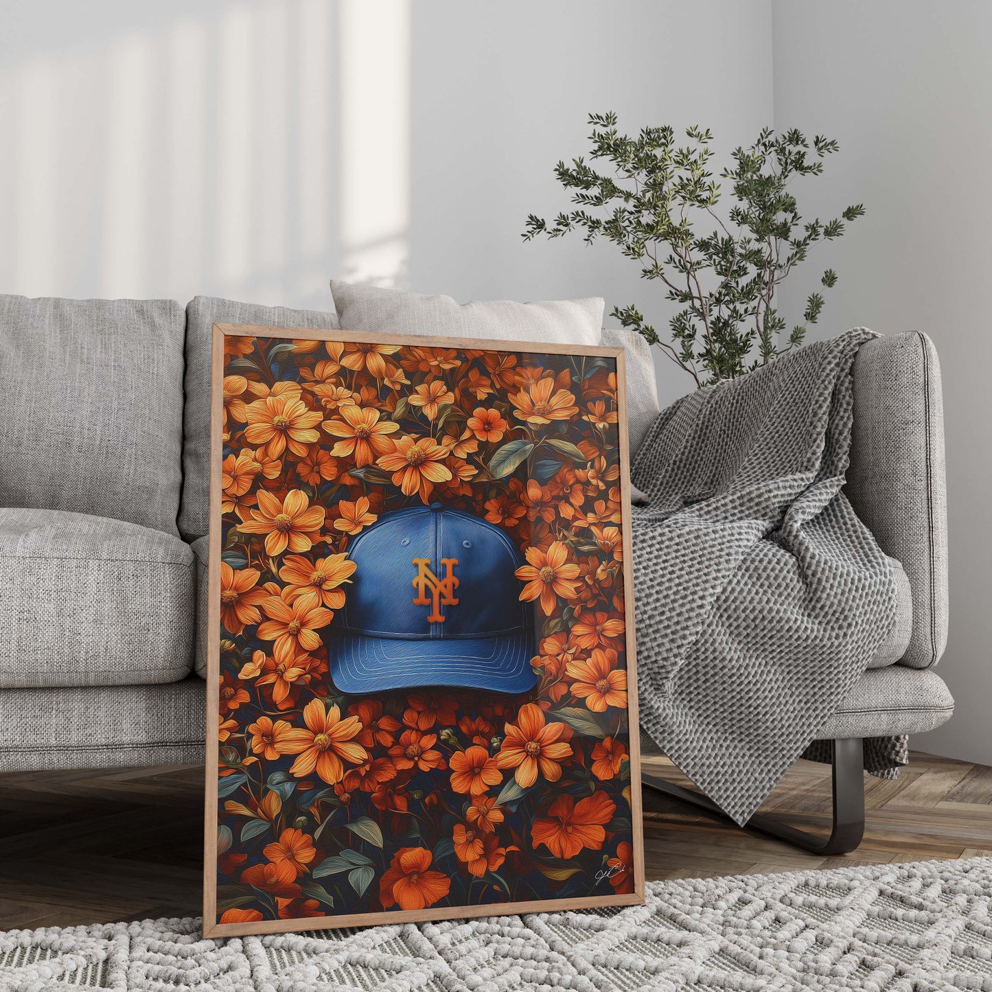 New York Mets Floral Art Print
