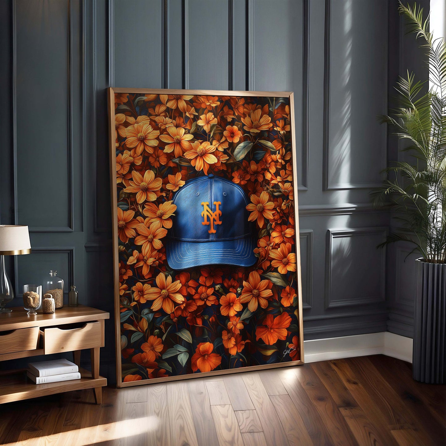 New York Mets Floral Art Print