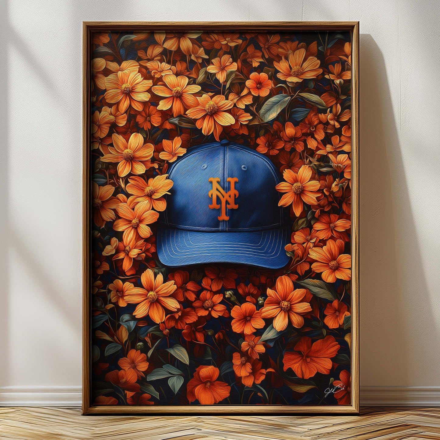 New York Mets Floral Art Print