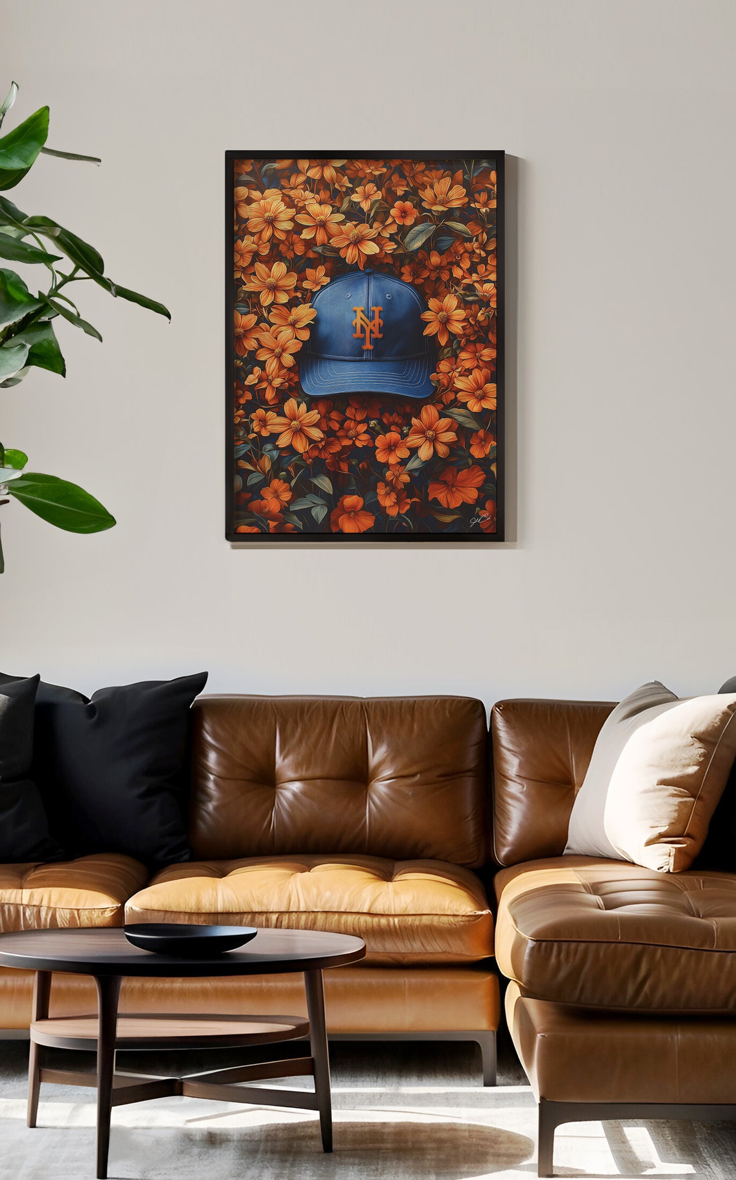 New York Mets Floral Art Print