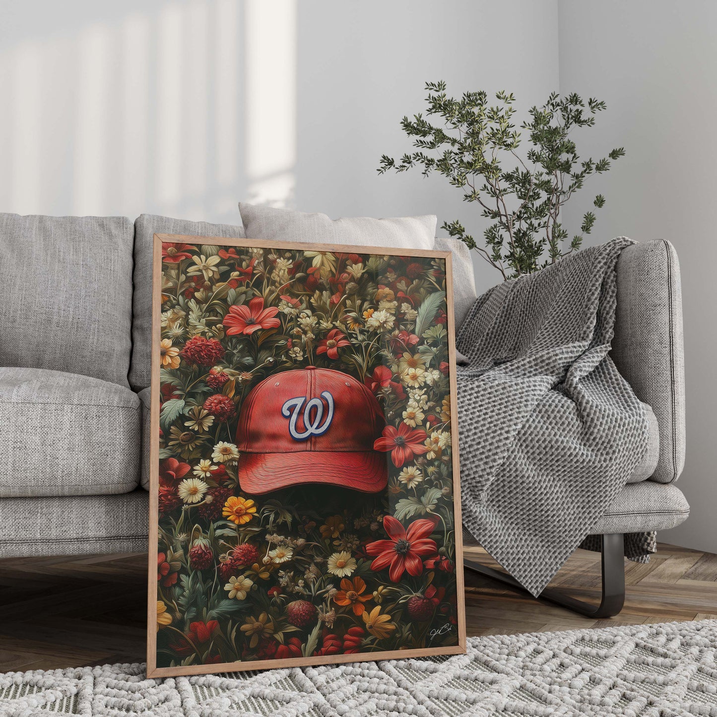 Washington Nationals Floral Art Print