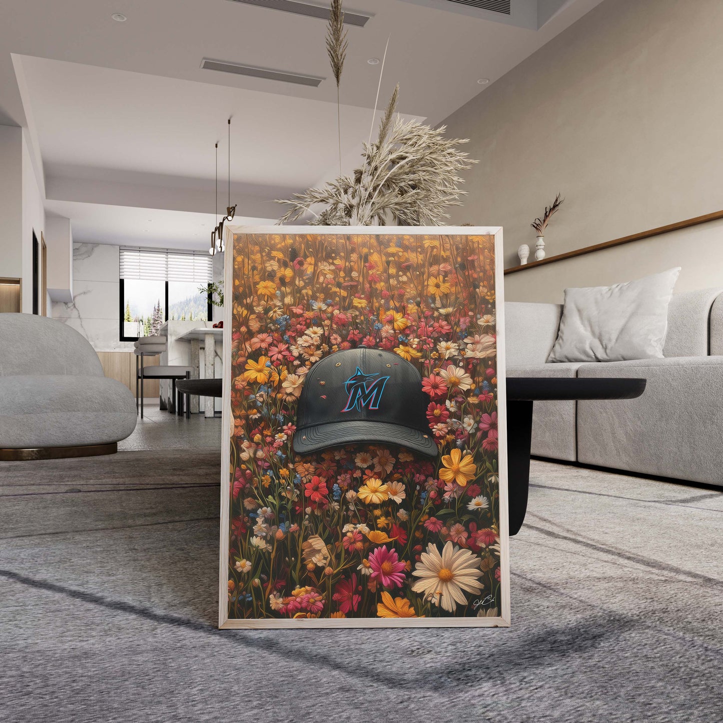 Florida Marlins Floral Art Print