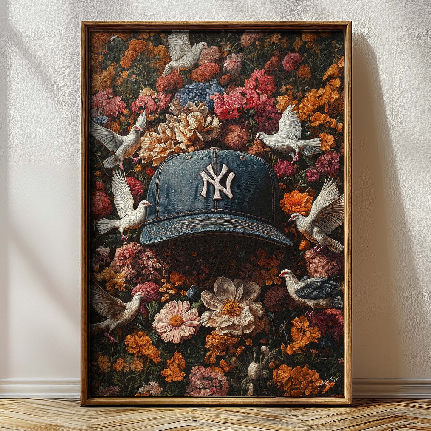 New York Yankees Floral Art Print