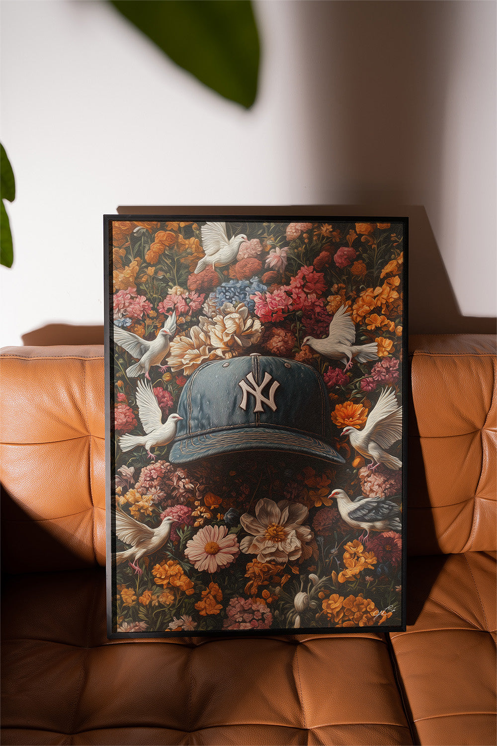 New York Yankees Floral Art Print