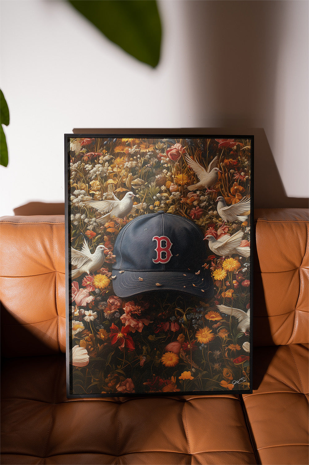 Boston Red Sox Floral Art Print