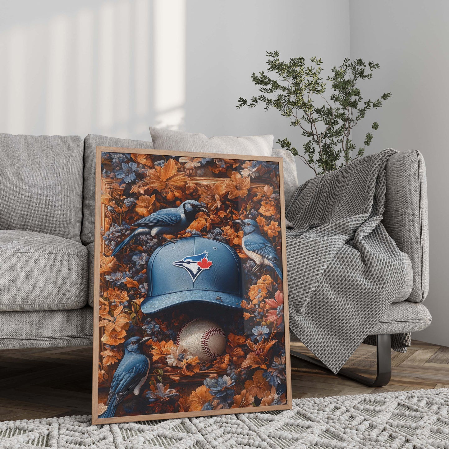 Toronto Blue Jays Floral Art Print