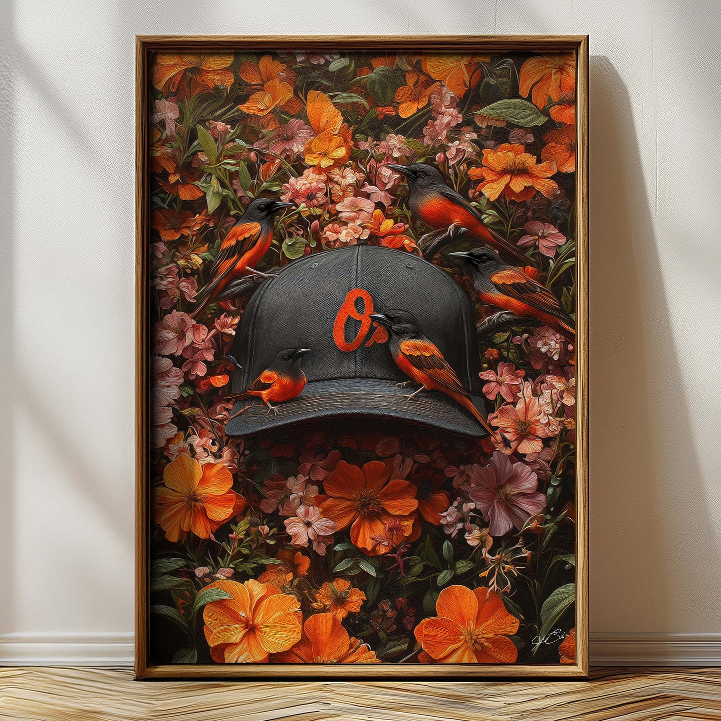 Baltimore Orioles Floral Art Print
