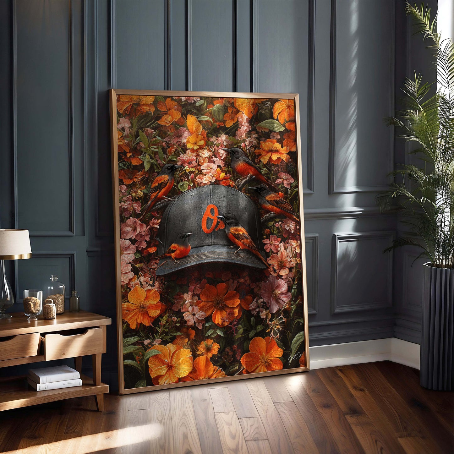 Baltimore Orioles Floral Art Print
