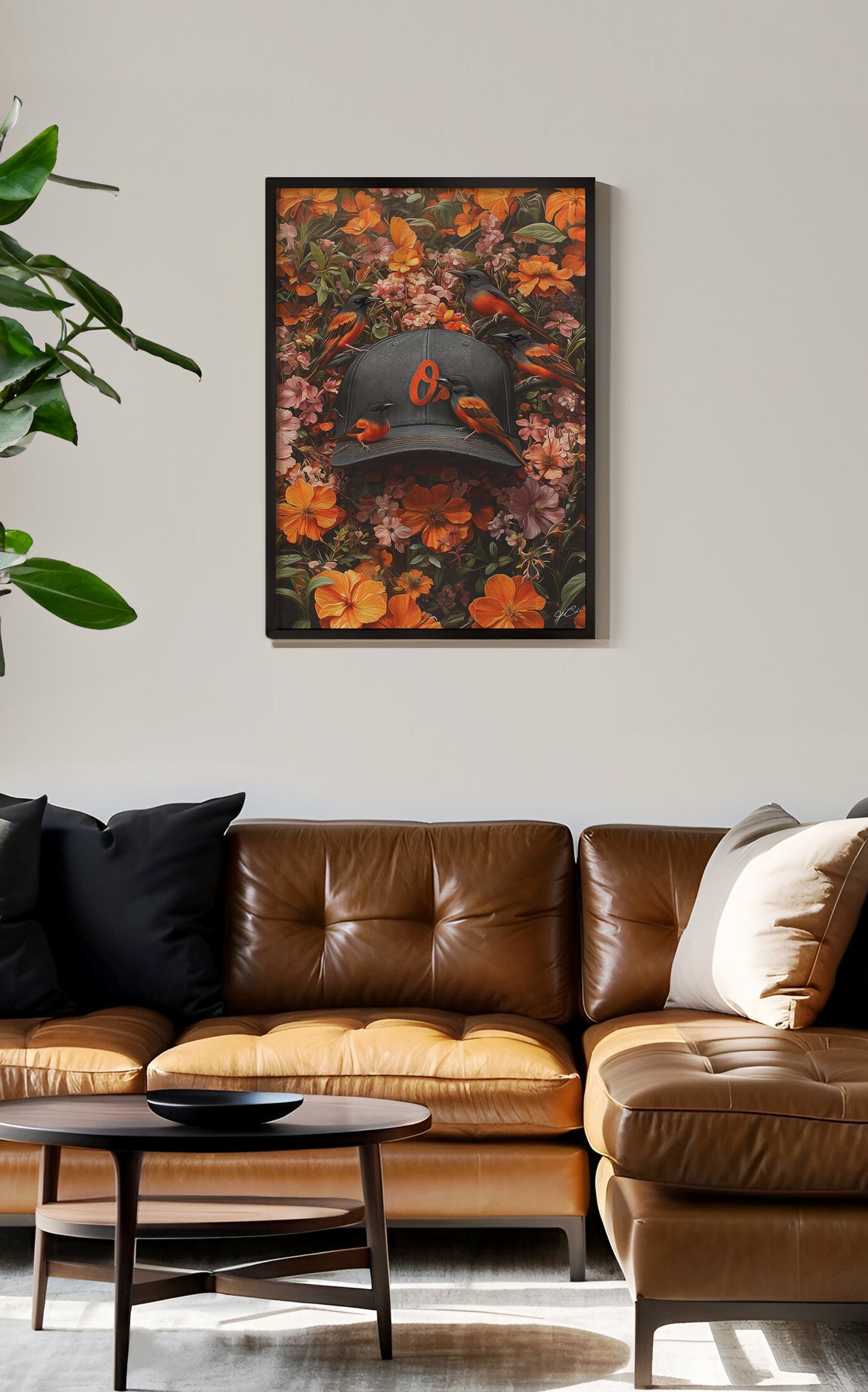 Baltimore Orioles Floral Art Print
