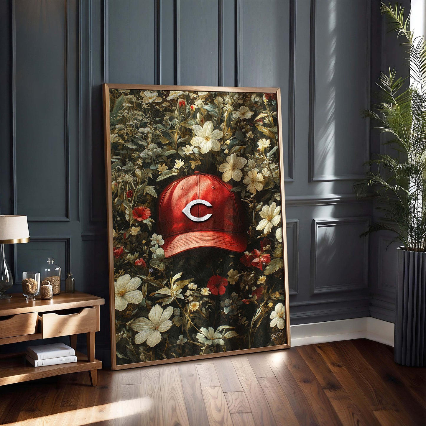 Cincinnati Reds Floral Art Print