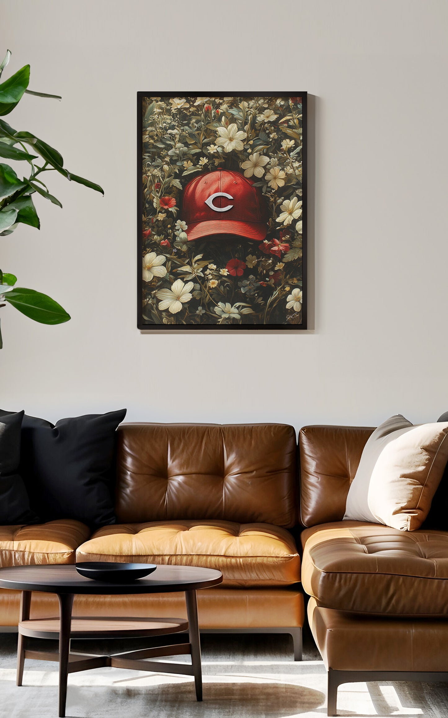 Cincinnati Reds Floral Art Print
