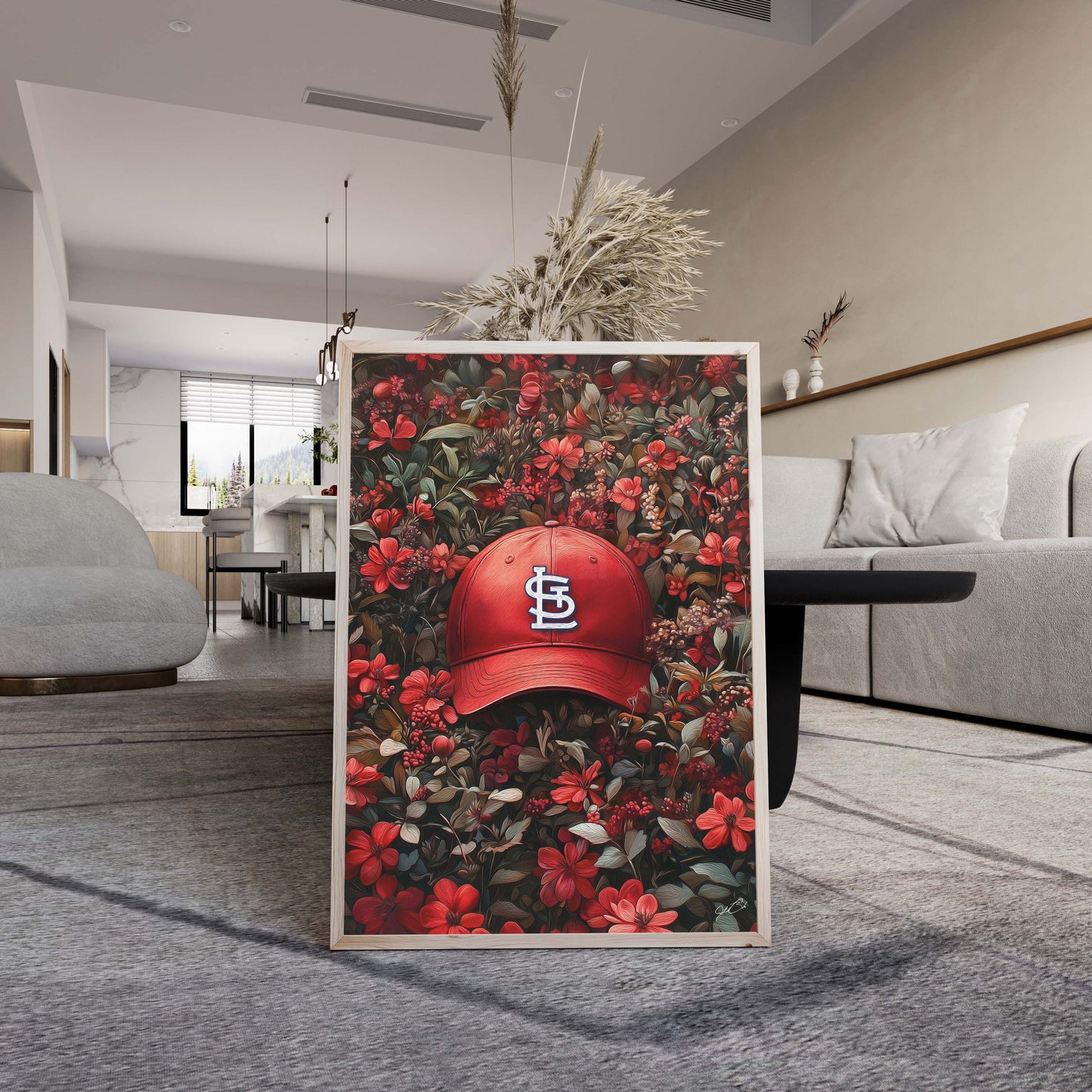 St Louis Cardinals Floral Art Print