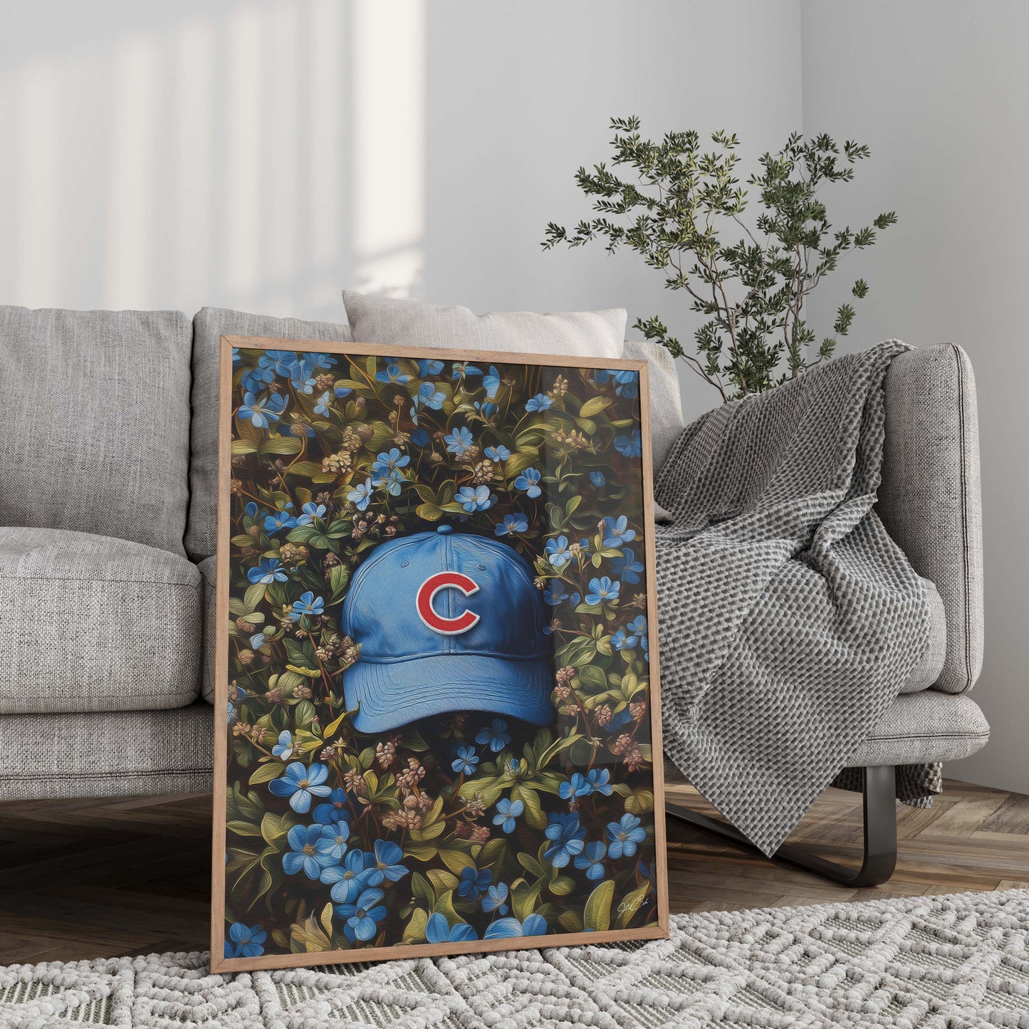 Chicago Cubs Floral Art Print