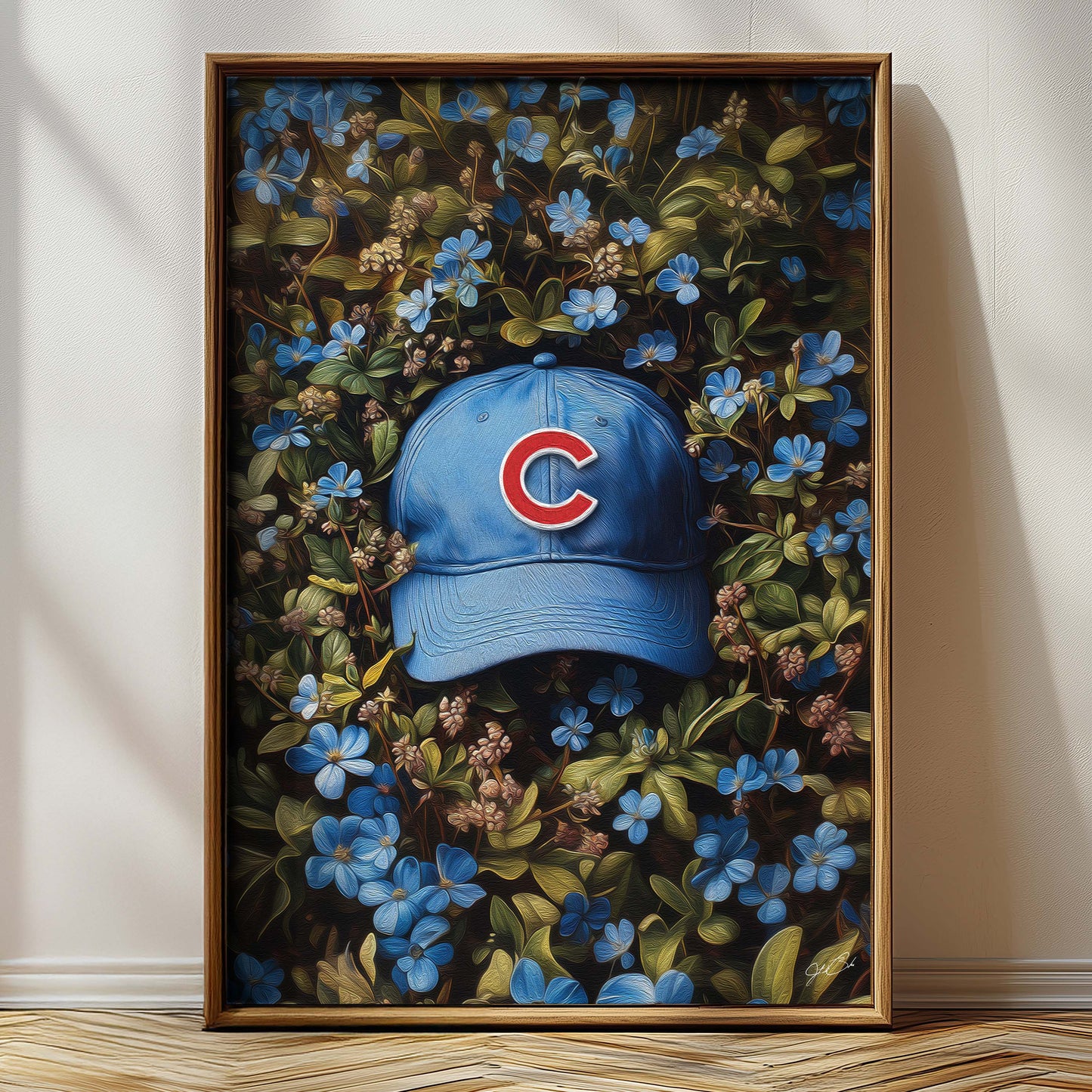 Chicago Cubs Floral Art Print