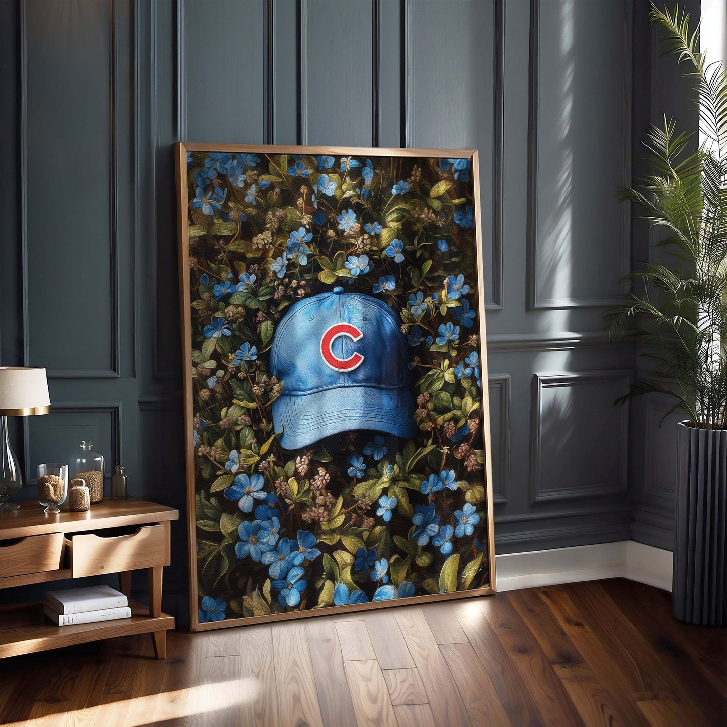 Chicago Cubs Floral Art Print