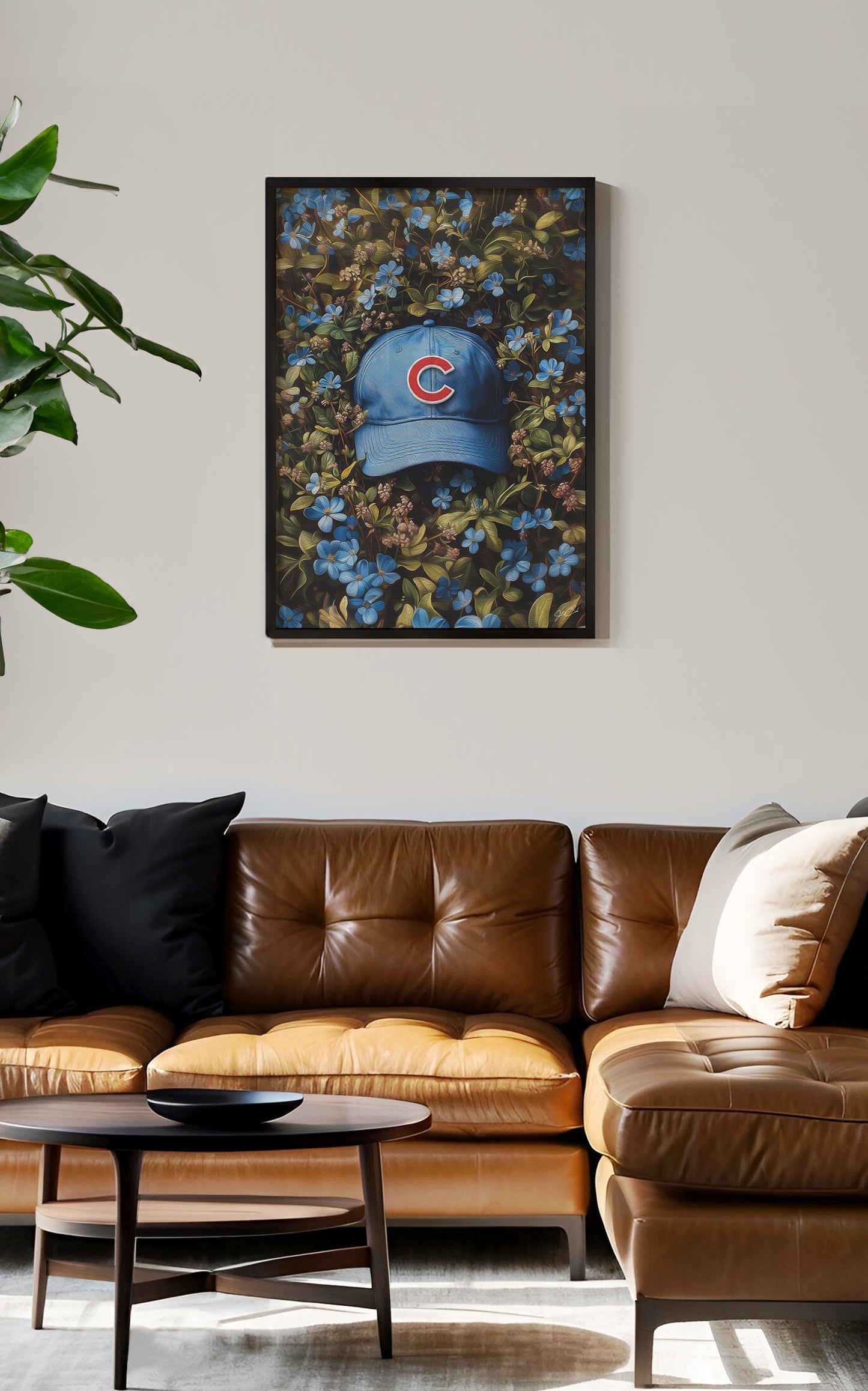 Chicago Cubs Floral Art Print