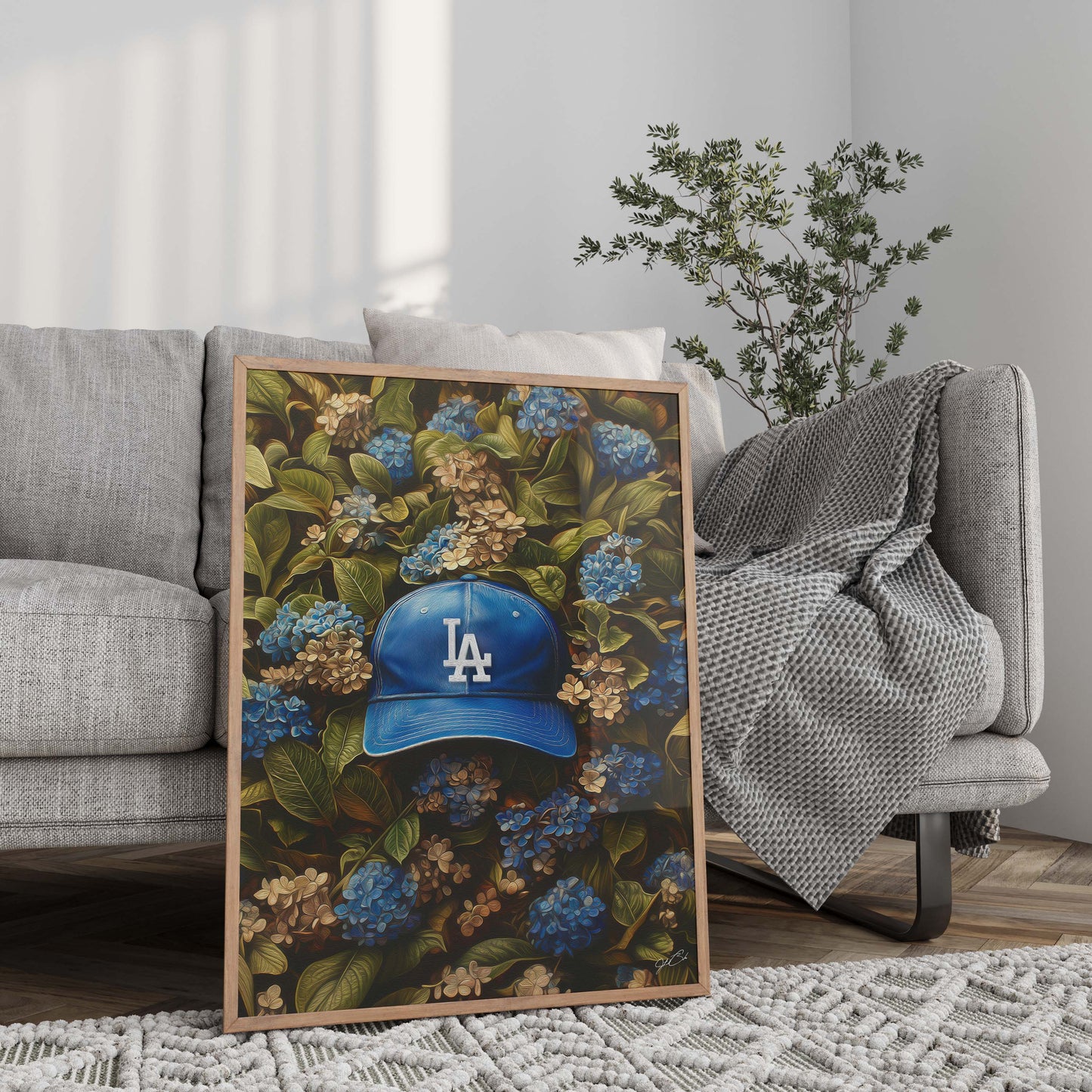Los Angeles Dodgers Floral Art Print