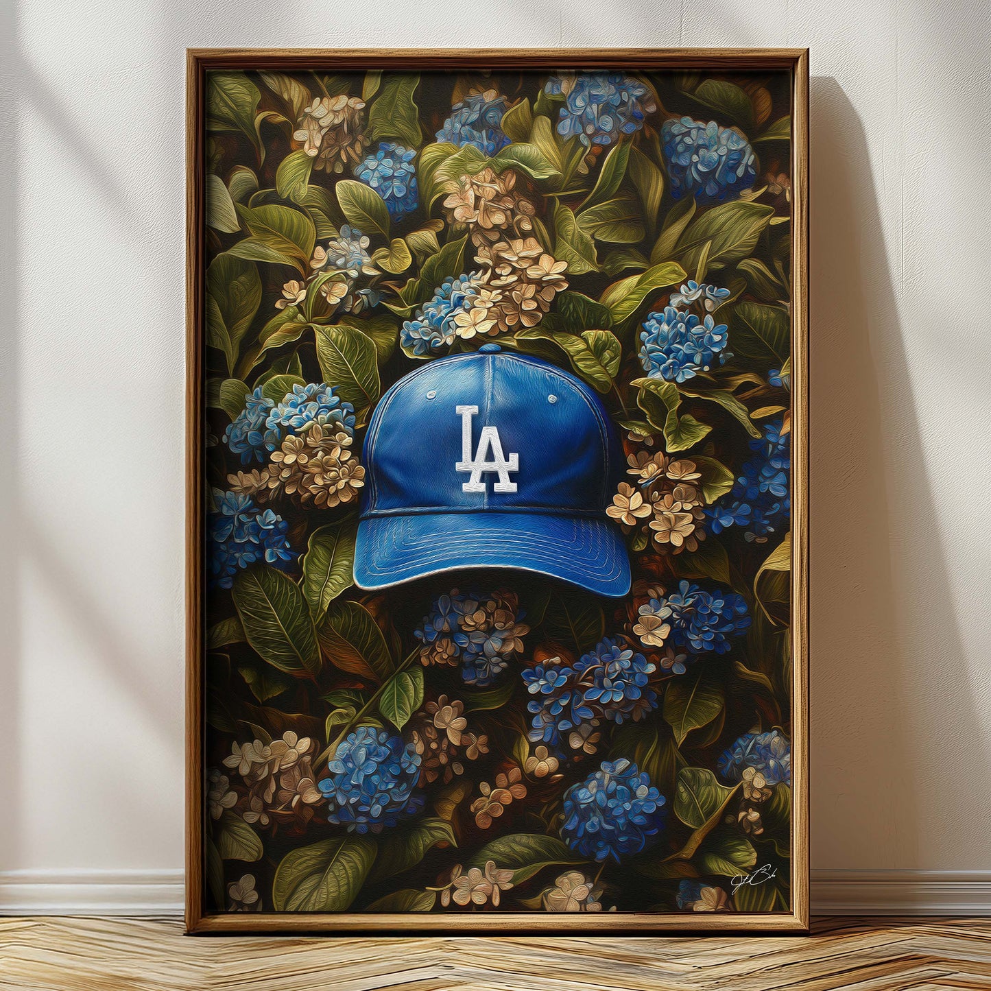 Los Angeles Dodgers Floral Art Print