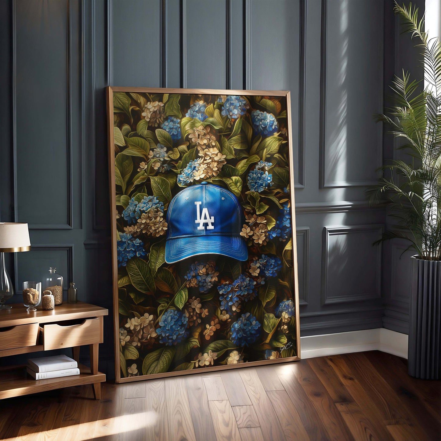 Los Angeles Dodgers Floral Art Print