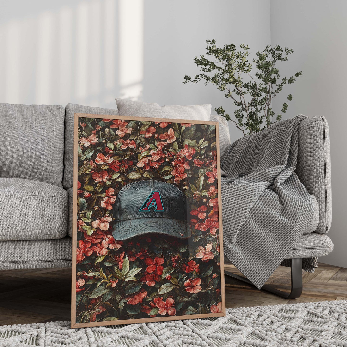 Arizona Diamondbacks Floral Art Print