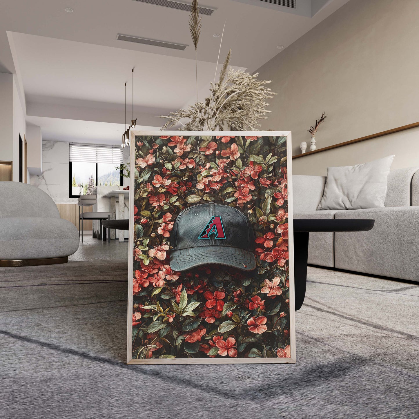Arizona Diamondbacks Floral Art Print