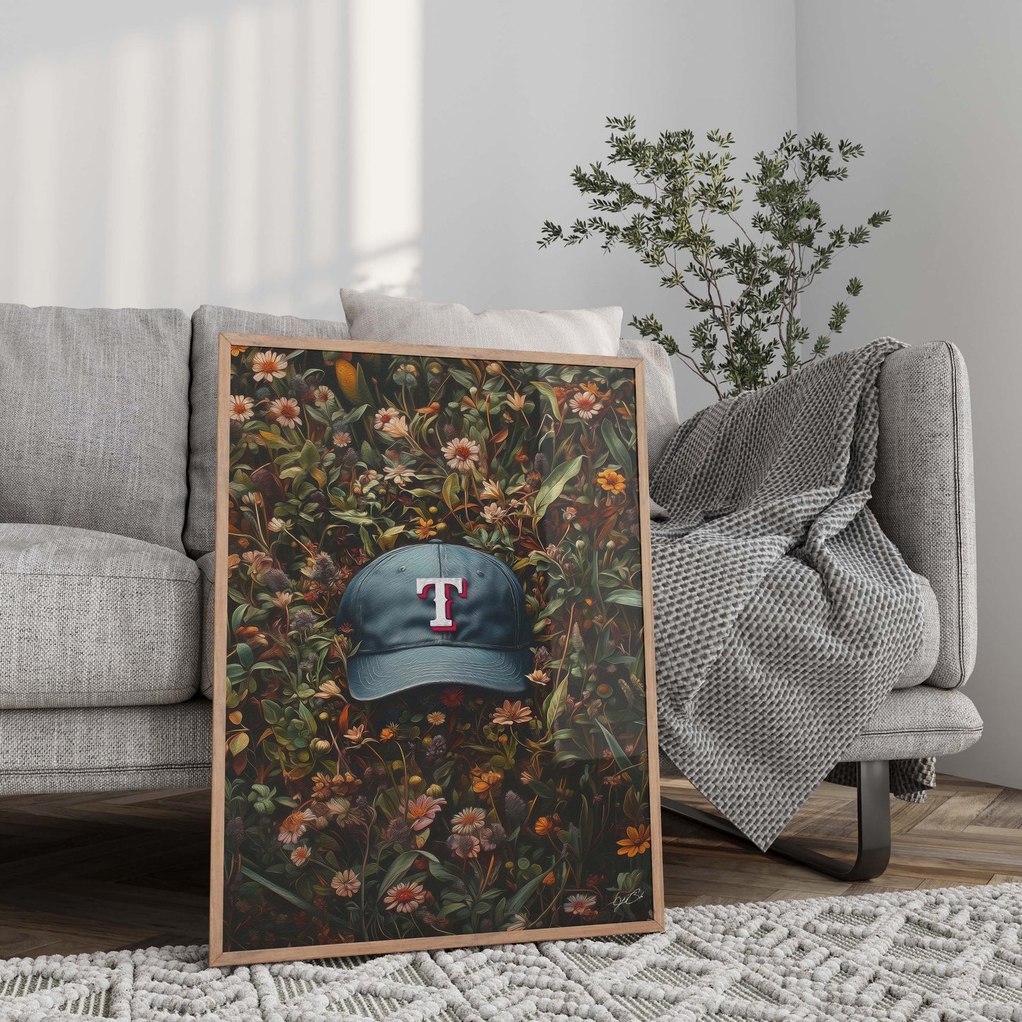 Texas Rangers Floral Art Print