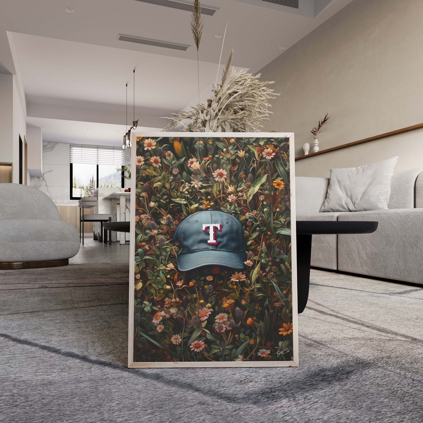 Texas Rangers Floral Art Print