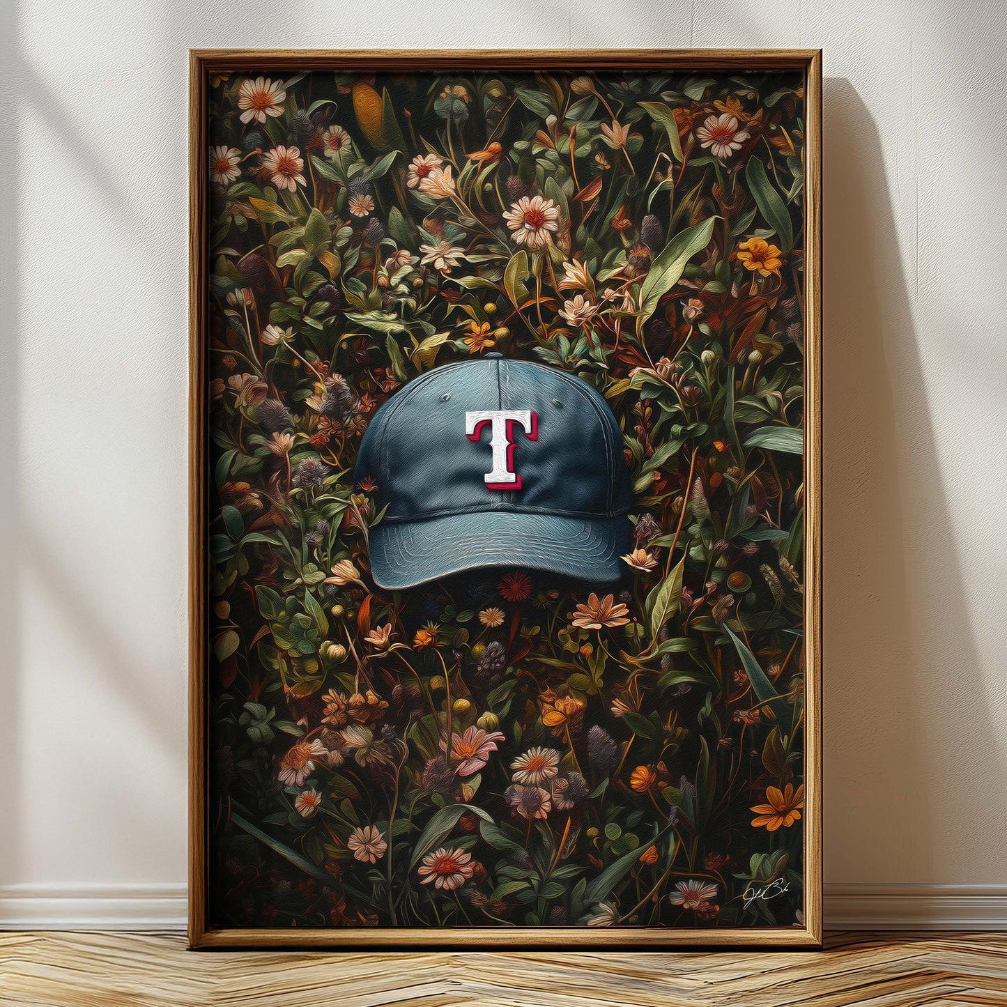 Texas Rangers Floral Art Print