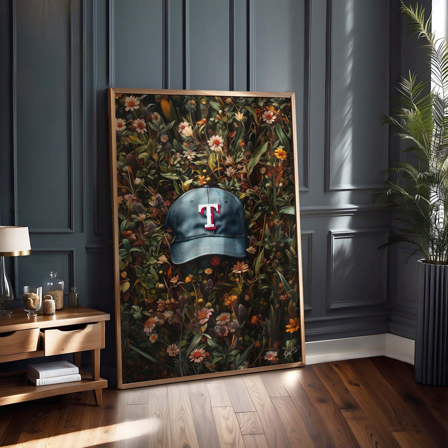 Texas Rangers Floral Art Print