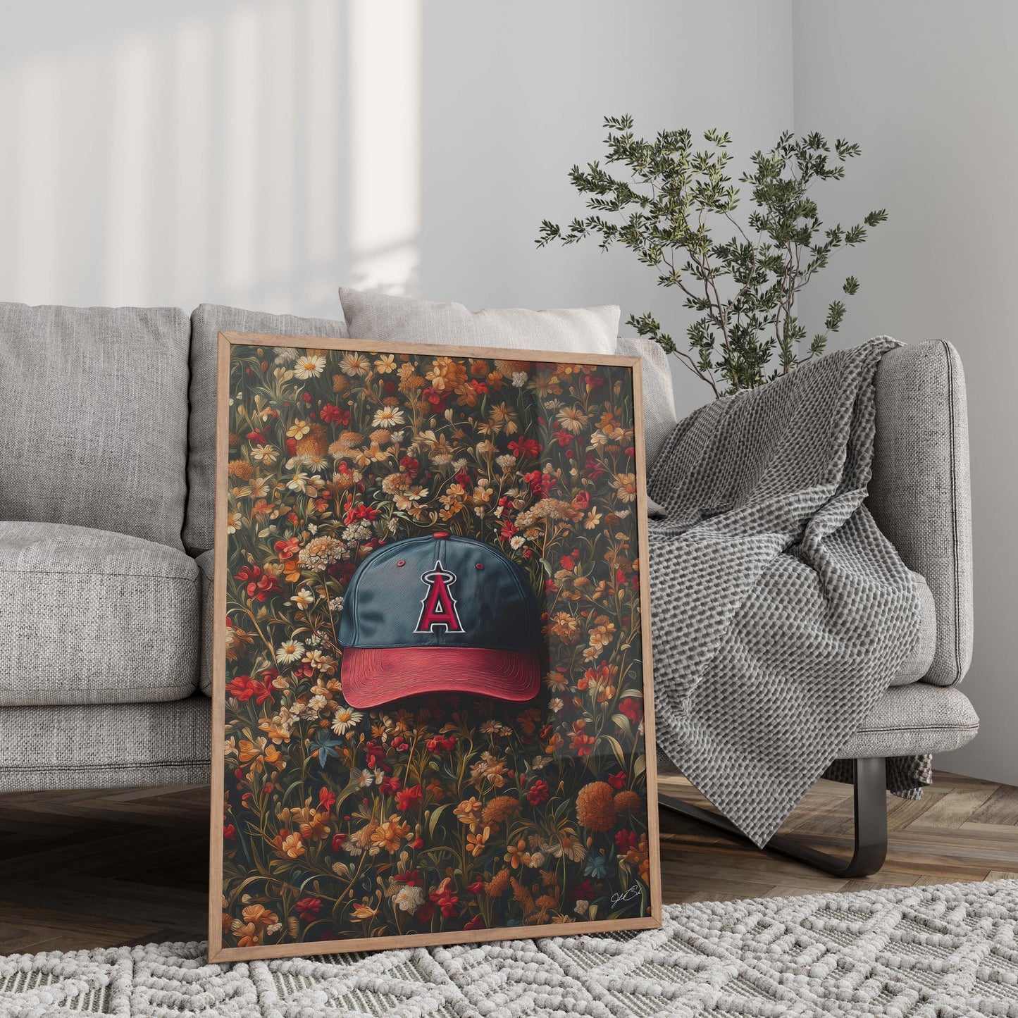 Los Angeles Angels Floral Art Print