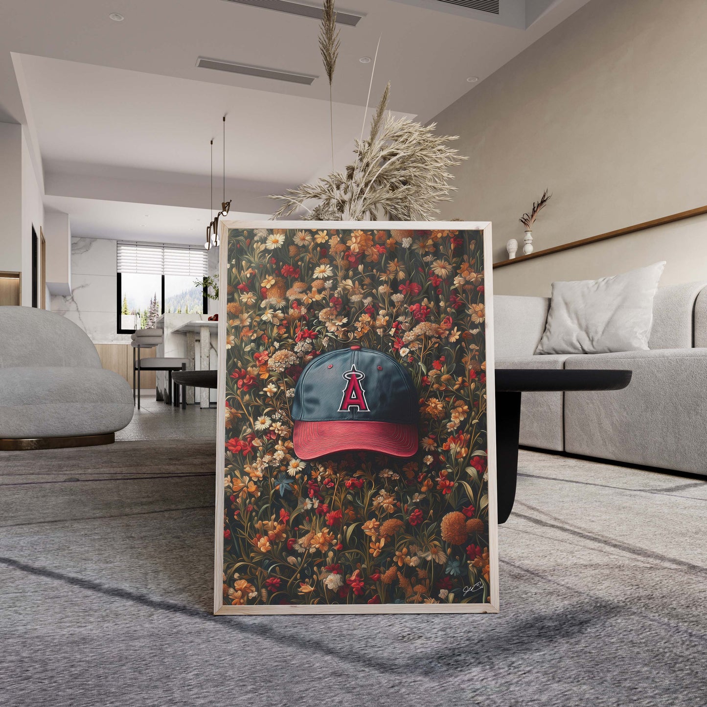 Los Angeles Angels Floral Art Print