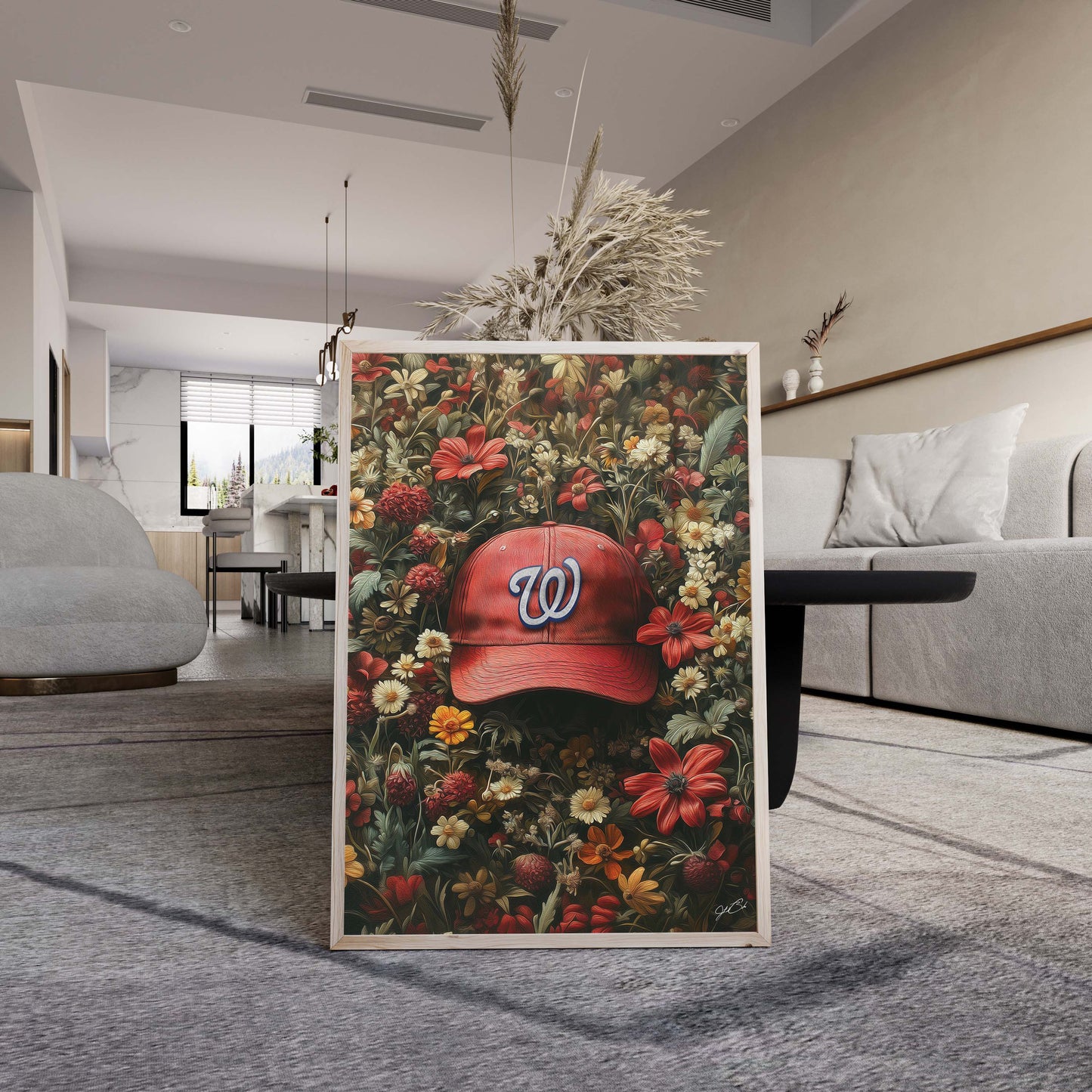 Washington Nationals Floral Art Print