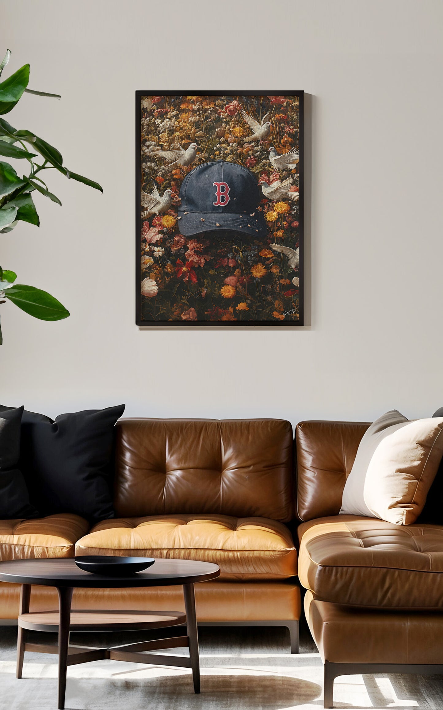 Boston Red Sox Floral Art Print