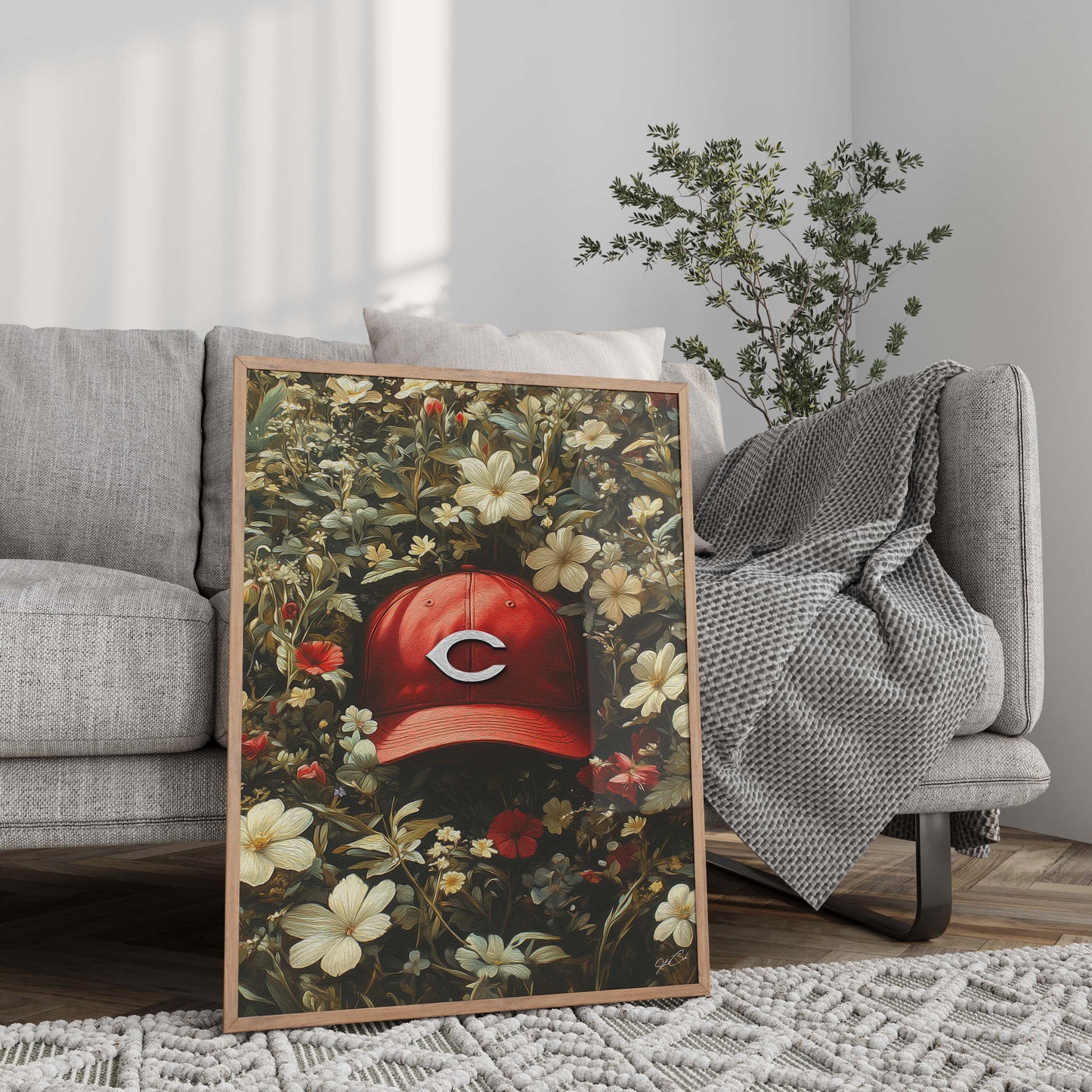 Cincinnati Reds Floral Art Print