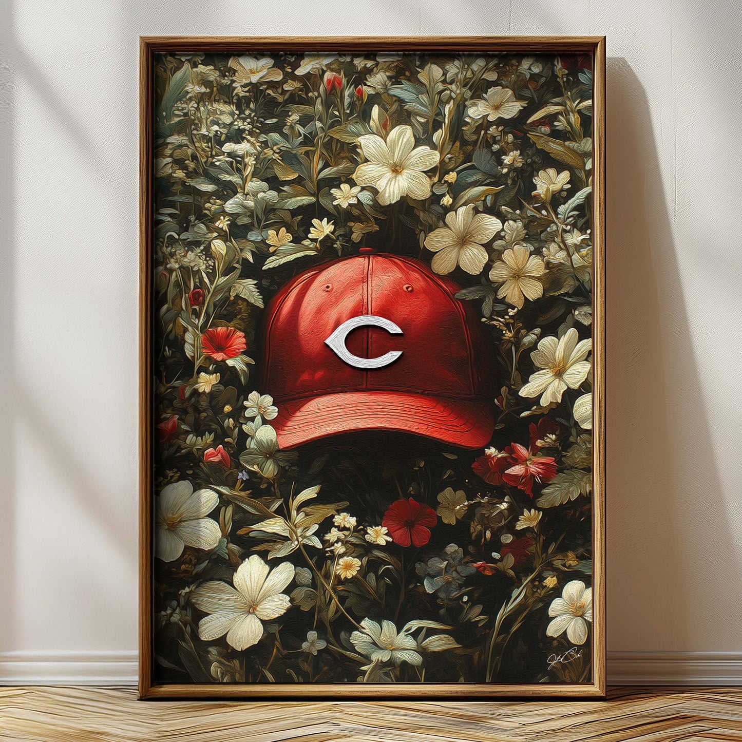 Cincinnati Reds Floral Art Print