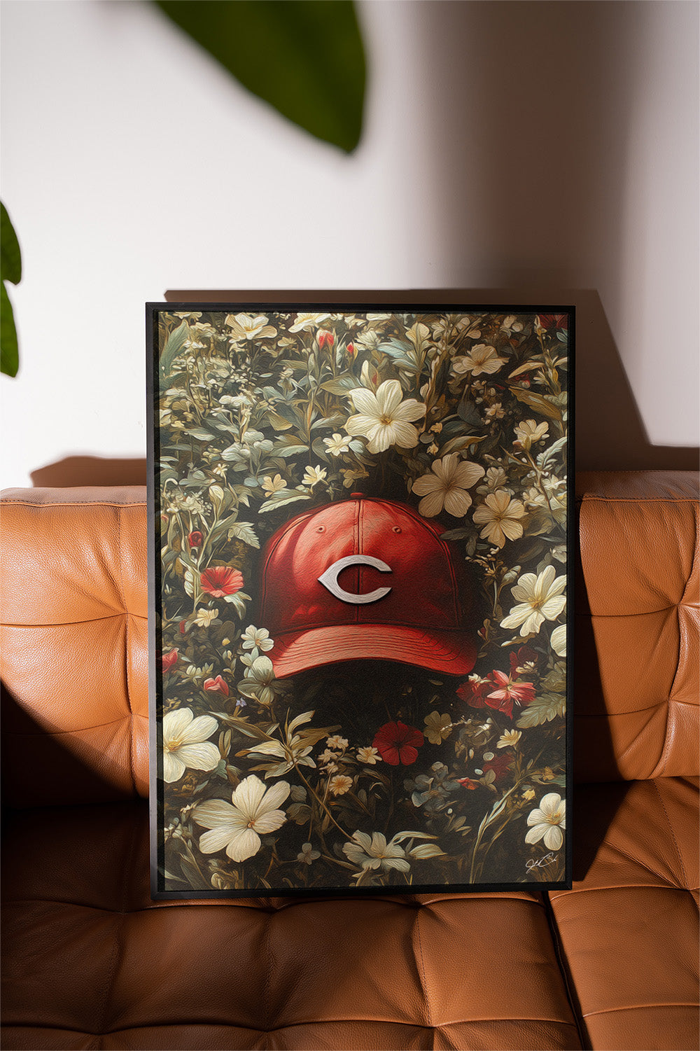 Cincinnati Reds Floral Art Print